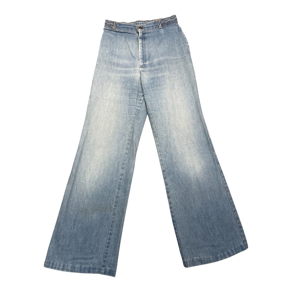 Vintage 70s Levi's Orange Tab Denim Braided Waistband Flare Jeans